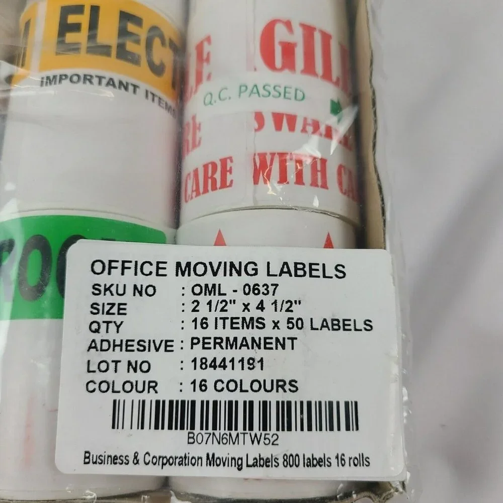 800 Office Business Moving Labels Color Coded Packing Moving Supplies Fragile